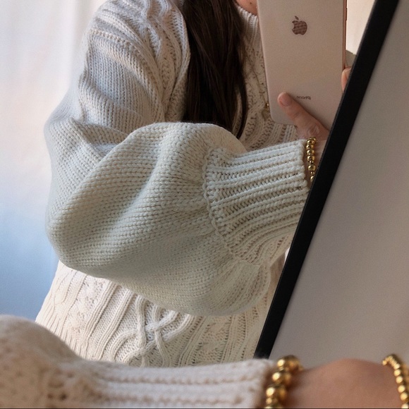 THE CABLE KNIT SWEATER — In Cream - Picture 7 of 10